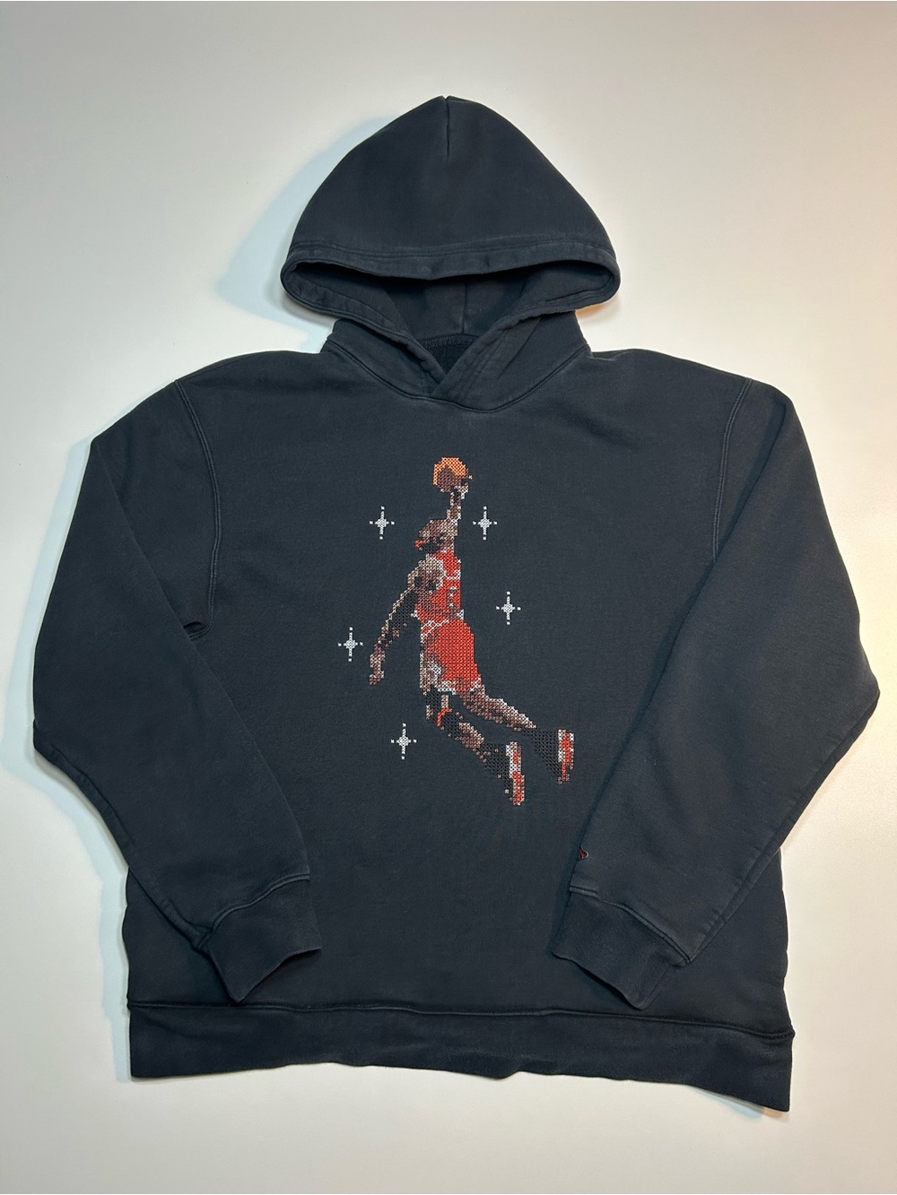 Jordan Essentials Slam Dunk Graphic Fleece Black Pullover Hoodie Cotton Blend